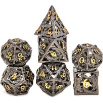 Набор металлических кубиков 3D для НРИ Драконы, золотые цифры