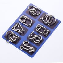 Набор металлических головоломок 8 шт (синяя подложка)