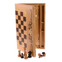 Шахматы, шашки, нарды 3в1 50х56 см из дуба