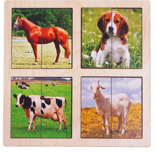 Картинки-половинки Домашние животные (2 планшета)