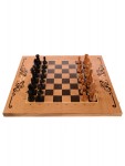 Шахматы, шашки, нарды 3в1 50х56 см из дуба