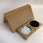 Игра ГО из бамбука: доска 44х47х2,5 см, 2 чаши,360 камней 22 мм из камня (Нефрит)