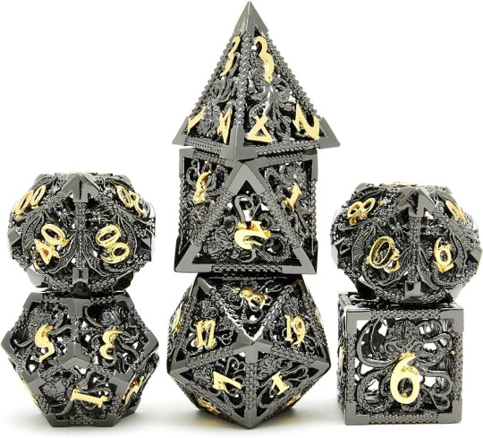 Набор металлических кубиков 3D для НРИ Ктулху, золотые цифры