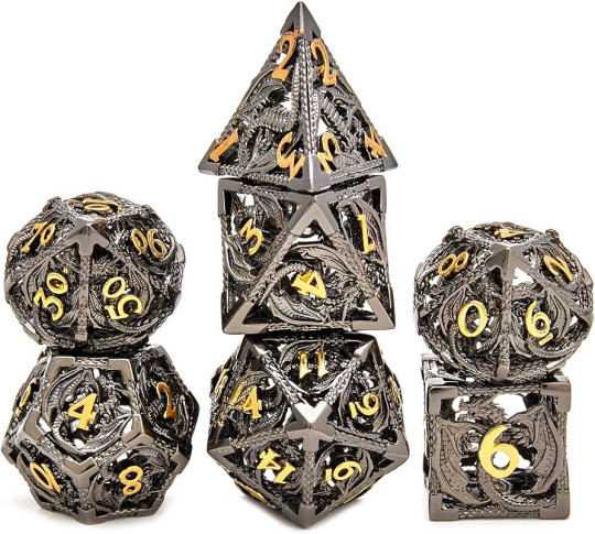Набор металлических кубиков 3D для НРИ Драконы, золотые цифры