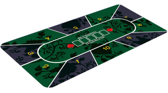 Сукно прорезиненное для покера 120х60 с разметкой зеленое в чехле