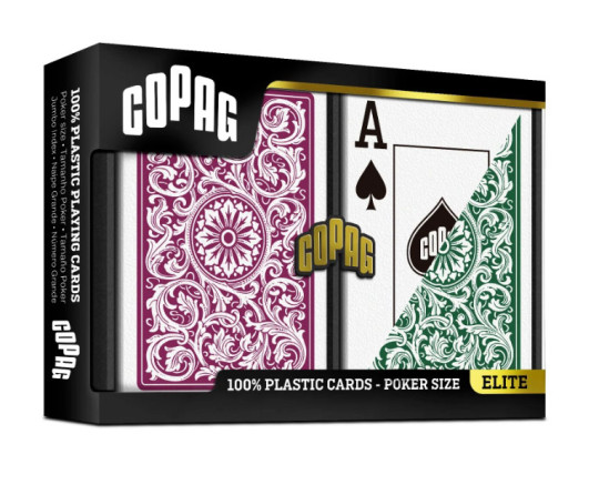Набор карт Copag Elite Poker Jumbo Бордовые/Зеленые