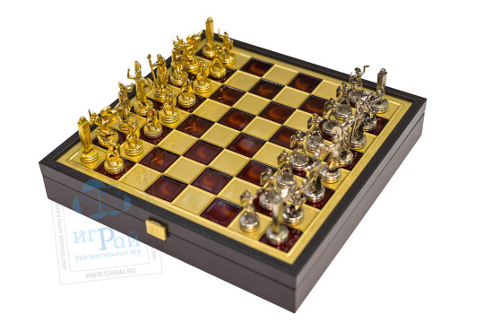Шахматы металлические Greek Mythology 34х34 см Премиум